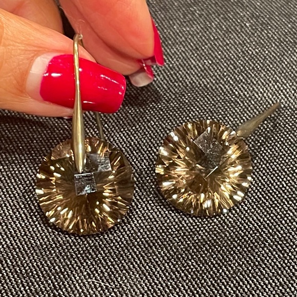 Crystal Gold Dangle Earrings - Picture 5 of 10